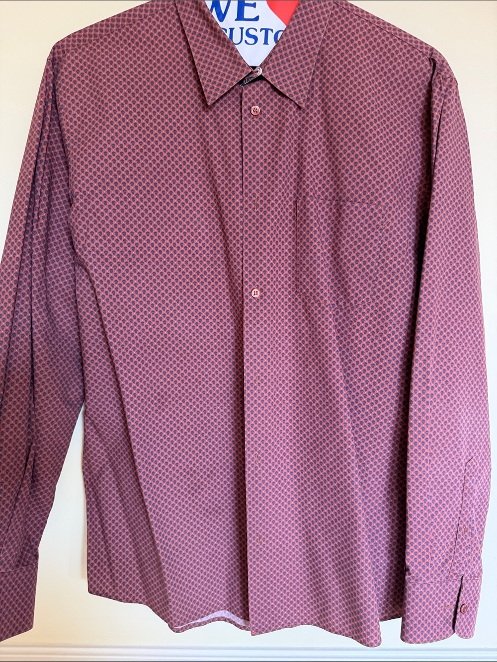 Alexander McQueen Men's Burgundy Geometric Dress Shirt